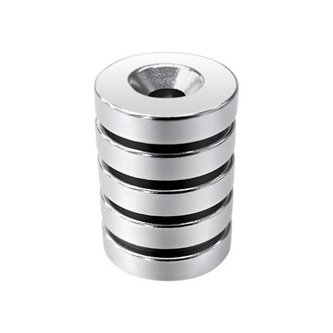 Aimant en néodyme RS PRO Ø 4.5mm, épaisseur 4mm ( Prix pour Barrette de 5 )
