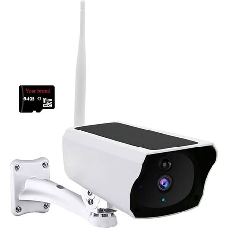 Caméra de sécurité solaire WiFi extérieure 1080P HD, IP66, détection mouvement, audio 2 voies, PTZ, carte SD 64G – DELKEVIC