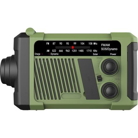 Solarbetriebenes Kurbelradio für Notfälle – Notradio – Outdoor-Werkzeug – Kunststoff – Grün (1/5)