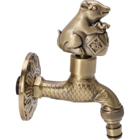 Robinet antique sculpté en bronze et cuivre, motif carpe, style rétro, antirouille, pour jardin extérieur, WC, G1/2 po, écureuil (1/5)