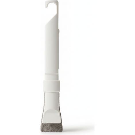 Brosse et grattoir 2 en 1, en polypropylène avec tampon à récurer, pour le nettoyage des coins, des recoins et des siphons de sol. (1/3)
