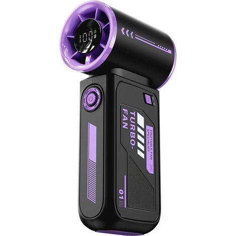 Ventilateur voyage – 19000 tr/min – 10 m/s – 3600mAh – 12h – 2 modes – LED – Sécurité – Pour camping, plein air – Fraîcheur nomade-Violet noirâtre (1/4)