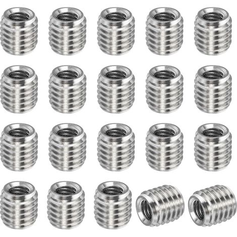 Filetage Adaptateurs Manchon Réducteur Écrou, 20 pcs M10x1,5 Mâle à M6x1.0 Femelle Réparation Insert Écrou Vis Réducteur Conversion Inox Acier 10mm (1/5)