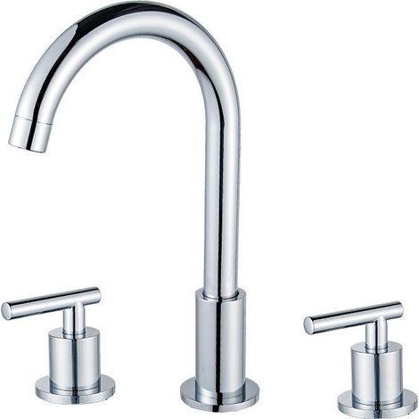 Silver three-hole basin tap, dual handle control, ceramic valve core, suitable for bathroom sinks (1/5)