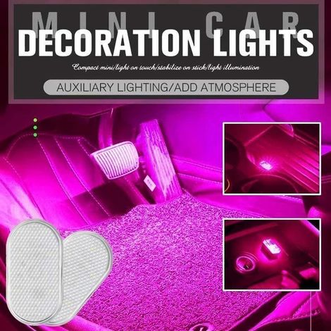 Lampe intérieure LED rechargeable USB 2 pièces, capteur tactile sans fil, éclairage d'ambiance automatique pour voiture, lampe de lecture nocturne (1/4)