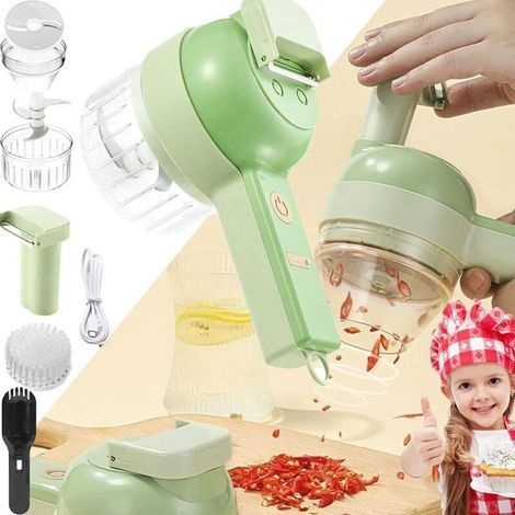 Coupe-légumes manuel 4-en-1 en acier inoxydable – découpe-oignon, ail, céleri, gingembre et viande, set complet cuisine (1/4)