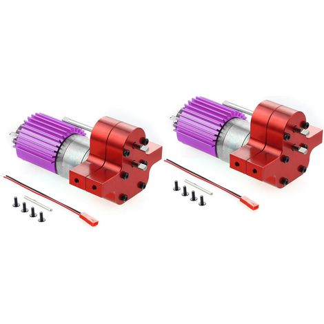 2X BoîTe de Vitesses de BoîTe de Vitesses de en Métal 370 pour PièCes de Mise à Niveau de Voiture TélécommandéE C14 C24 B24 B36 MN D90 D99 MN99S, Rouge (1/5)