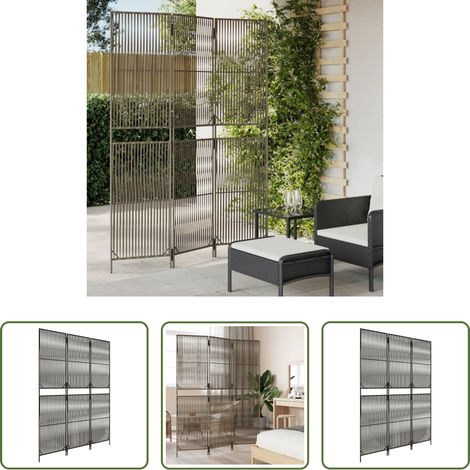 Poly Rattan - Paravent 3-tlg. Grau Poly Rattan (1/5)