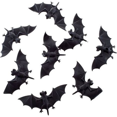 Plastikfledermäuse, 7,5 cm – Halloween-Dekoration / Horror-Dekoration – 8 Stück