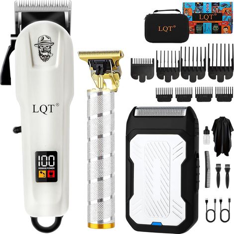 Ensemble de tondeuses et professionnelles sans fil pour homme avec levier réglable grande capacité batterie, rasoir électrique homme, idéal les salons coiffure à - (1/5)