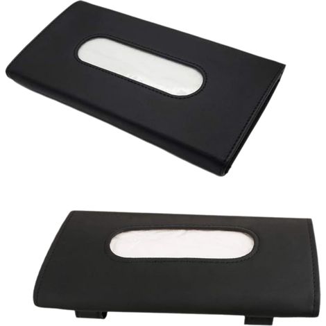 Support Pour Mouchoirs Voiture - Fixation Par Clip Sur Visière Ou Dossier Siège - Compatible Essuie-Tout Standard - Dimensions 23 x 13 x 4 cm - Noir (1/5)