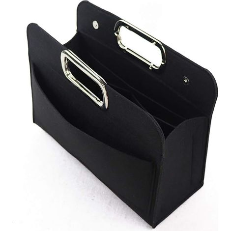 Sac de rangement portable en feutre avec poche (noir) (1/3)