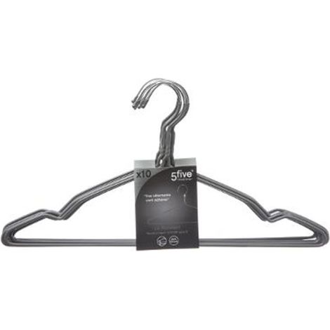 Five Simply Smart – Lot de 10 cintres en métal 40cm – Couleur gris – Conçus pour optimiser l'espace dans votre garde-robe – Idéal pour vêtements lourds (1/2)
