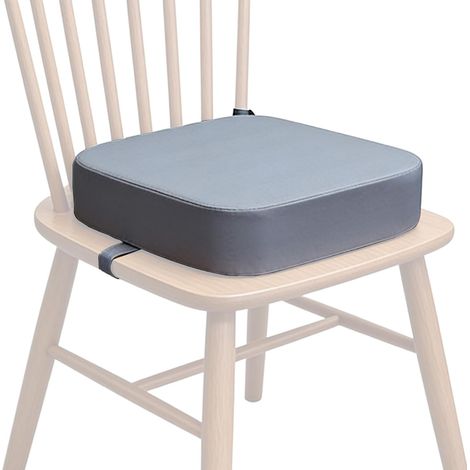 Rehausseur de chaise pour enfant, 34 x 34 x 9 cm, portable, antidérapant, avec 2 sangles de sécurité, lavable, pour salle à manger et voyage, gris clair (1/5)