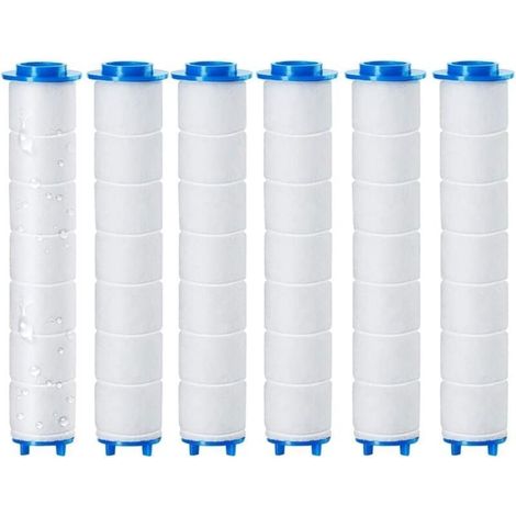 Filtres de douche remplaçables 6 pièces 9,5 x 2,4 cm, filtre de douche amovible, osmose inverse, filtration du chlore, du fluor et des particules (9,5 x 2,4 cm) (1/5)