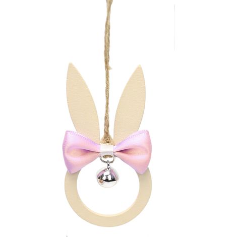 Osterhase aus Holz mit Fliege und Glöckchen, Hängedekoration, Hasenanhänger, handgefertigtes Geschenk