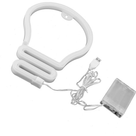 Enseigne lumineuse néon LED colorée en forme d'ampoule pour chambre, fête, Noël, mariage, alimentation USB/piles (1/5)