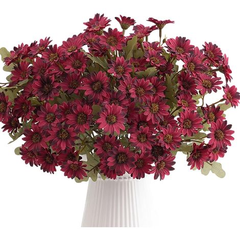 Composizione Floreale di Margherite Artificiali, Mazzo di 5 Fiori Finti Realistici, Decorazione per Casa, Ufficio, Giardino e Tavolo da Pranzo (Vaso Escluso) (1/5)