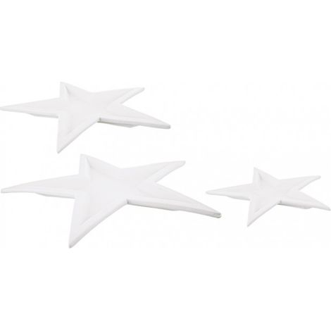Decorazione stelle "Twins" in porcellana per decorazioni natalizie set da 3 -Bianco