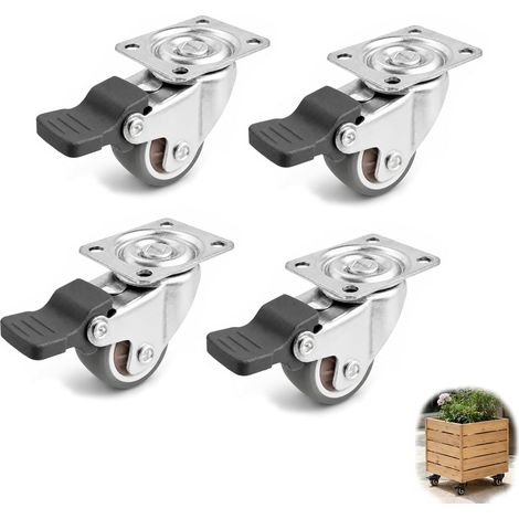 25mm Roulettes pour Meubles Petites Noires avec 4 Frein, Roulettes Pivotantes Silencieuses, Capacité de Charge 45kg, Roulette en Caoutchouc pour Charge Lourde pour Table Armoire Étagère (1/5)