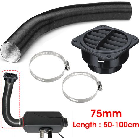 75mm Heater Pipe Duct + Warm Air Outlet + Hose Clip For Heater Webasto (1/3)
