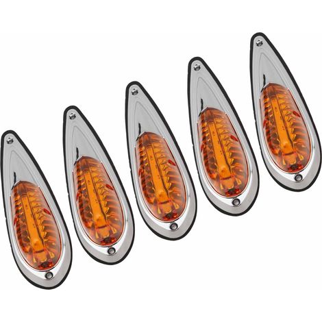 Feux de gabarit de toit ambrés 12 V/24 V (lot de 5) étanches, ultra-lumineux, pour camping-cars, camions et pick-ups. (1/5)