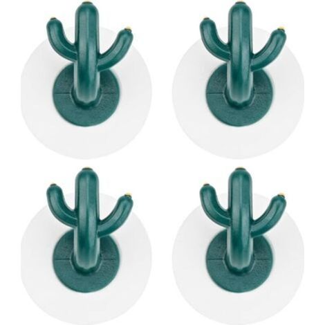 4 Pieces Cactus Adhesive Hooks Plastic Towel Hooks Waterproof Sticky Hooks Wall Door Hooks for Hanging Coat, Robe (1/4)