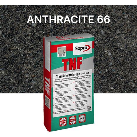 Joint souple spécial pierre naturelle 5 à 40 mm - Anthracite 66 - Gros grain - Sopro TNF 676 - 25 kg