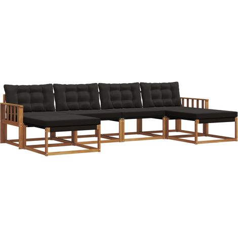 vidaXL Set di divani da esterno 6 pz Naturale e Nero (1/5)