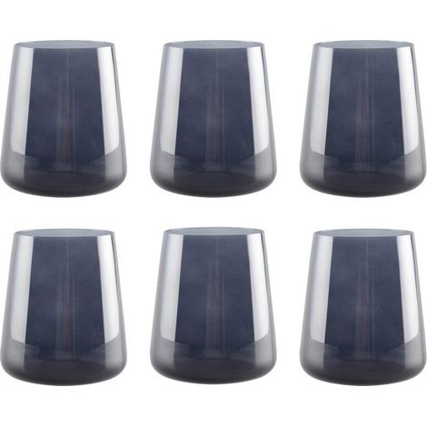Lot de 6 Verres à Eau en Verre Noir - Gobelets de Table pour Repas et Dîners - 9 x 9 x 10 cm - PANGIVO (1/4)