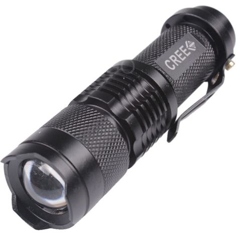 Mini lampe torche étanche noire CREE Q5 2000 lumens - (1/5)