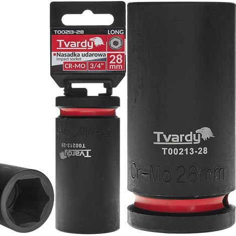 Vaso de impacto largo de 3/4" de 6 puntas, 28 mm, CR-MO (1/20) (1/4)