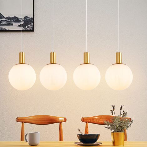 GBLY Pendelleuchte Esstisch Hängeleuchte Glas - E27 Gold Hängelampe 4 Flammig Esstischlampe Hängend Höhenverstellbar Pendellampe Modern für Esszimmer Küche Wohnzimmer Flur (ohne Leuchtmittel)