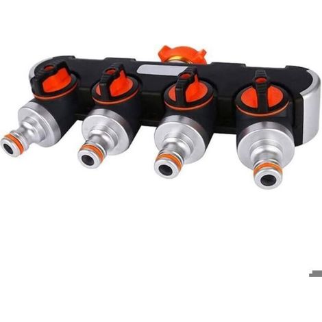 Distributeur Arrosage - 4 Voies - Raccord 3/4 Pouces et 1/2 Pouces - Vanne Robinet Réglable - Pour Jardin Extérieur - 1 Pièce (1/4)