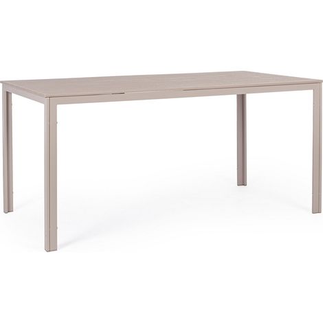 Table en acier avec plateau en PEHD imitation bois 156 x 78 cm Gris tourterelle (1/2)