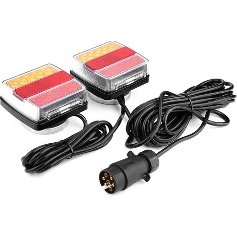 1 paire feux LED magnétiques 12V indicateur sécurité remorque camion voiture (1/5)