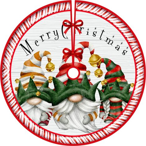 Jupe de sapin de Noël, décoration de Noël imprimée pour le bas du sapin, jupe de sapin Qj-7 (1/5)