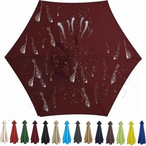 voiles d'ombrage Parasol de rechange à 6 branches, tissu polyester (270 cm, bordeaux) (1/5)