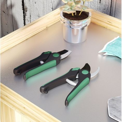 Lot de 2 sécateurs de jardin en métal, coupe bypass et enclume avec lames antiadhésives, poignées antidérapantes ergonomiques, sécurité intégrée  CHICFURN (1/5)