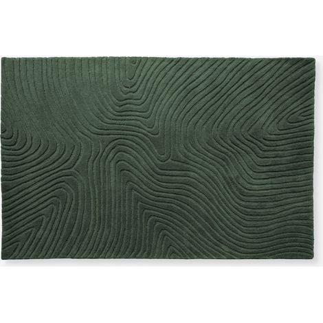 ALFOMBRA LANA CALIDAD SUPERIOR RELIEVE VERDE OSCURO 120x170CM