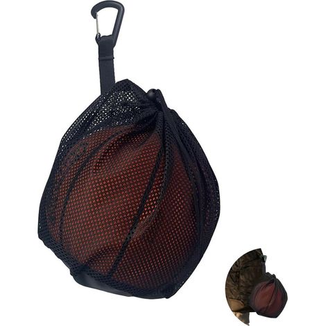 1 Sac à balles, cordon de serrage, filet maille, crochet fixation, transport basket football volley (1/5)