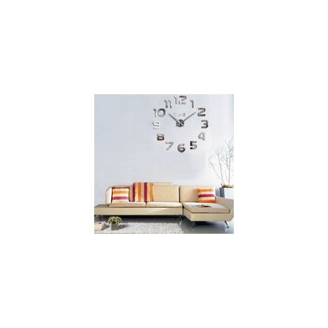 3D-Wanduhr, große geräuschlose Uhr, moderne Wanddekoration, dekoratives Geschenk für Zuhause, Büro oder Wohnzimmer (zum Selbstbauen) - Silver-Crezuo