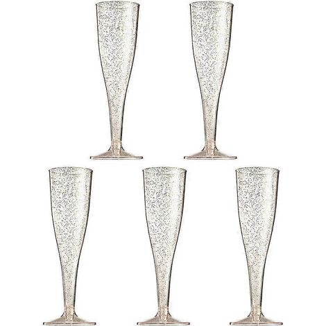Lot de 5 gobelets jetables de 200 ml (6,7 oz) pour fêtes, verres à champagne, margaritas, vins rouges transparents, cocktails et jus de fruits. Décoration et cadeaux pour invités.-5.321.8cm