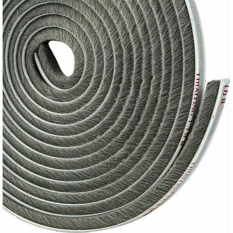 Selbstklebende Bürstendichtung für Schiebetürenschränke, kälte- und staubisolierend, 4,9 m x 5 mm x 9 mm, Grau. – Crezuo