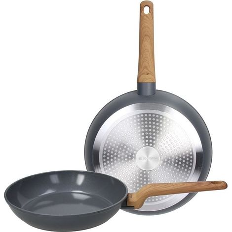 Set 2 Padelle Da 24 e 28 Cm In Alluminio Antiaderente Ad Alto Spessore Grigio Con Maniglie Antiscivolo (1/3)