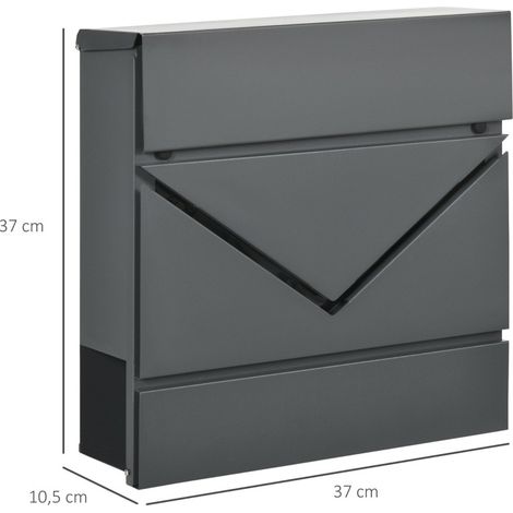 Buzón de acero con tapa y cerradura, gris oscuro DESVIAE (1/4)