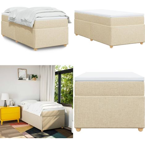 Boxspringbett mit Matratze Creme 90x190 cm Stoff - Boxspringbett - Doppelbett - Cremefarbenes Bett - Betten Günstig Kaufen - Schlafen - Home & Living (1/5)