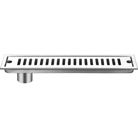 Bon de douche long acier inoxydable anti-odeur amovible pour salle de bain hôtel 40 cm écoulement latéral (1/5)