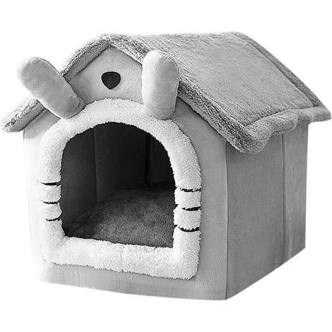 Casa para mascotas interior, cómoda y cálida, cama para gatos, cama tipo cueva cálida, adecuada para cachorros y perros pequeños para dormir, diseño desmontable, fácil de instalar
