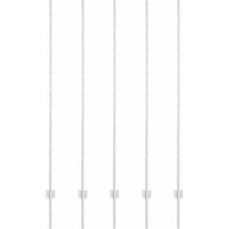 Poteaux de clôture. 5 poteaux, argentés, 150 cm, acier.